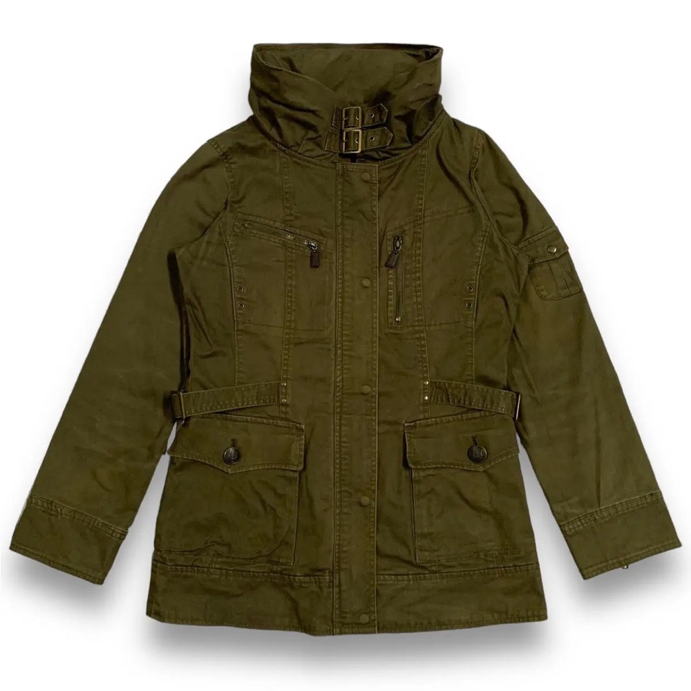 AMERICAN EAGLE jacket parka green khaki faux fur coat